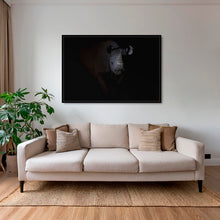 Charger l&#39;image dans la galerie, Rhinocéros noir dans le noir de la nuit
